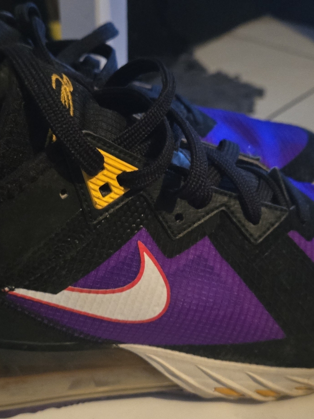 Nike Black & Purple Basketball Shoe with White Swoosh